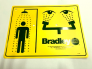 BRADLEY 114-052 Safety Sign, Drench Shower And Eyewash, Yellow Eye Wash Horizontal