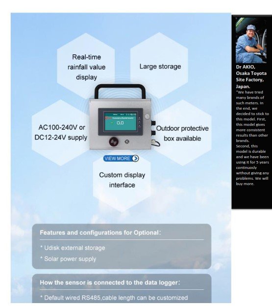 RKA003 AUTOMATIC RAINFALL STATION W STAINLESS STEEL RAIN GAUGE, USB